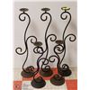 Image 1 : 5 WROUGHT IRON CANDLE HOLDERS , 2 ARE 20"HIGH AND