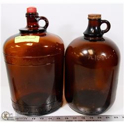 VINTAGE 2 BROWN MOONSHINE JUGS