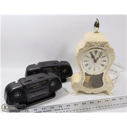2 CAMPING RADIOS SOLD WITH WESTCLOX ELECTRIC CLOCK