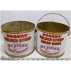 PAIR OF VINTAGE ROGERS GOLDEN 10 LB SYRUP CANS