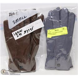 2 PACK OF LADIES LEATHER GLOVES SMALL