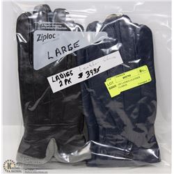 2 PACK OF LADIES LEATHER GLOVES LARGE