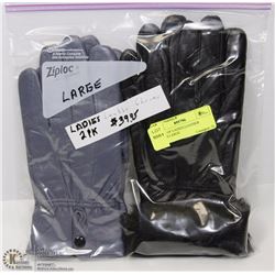 2 PACK OF LADIES LEATHER GLOVES LARGE