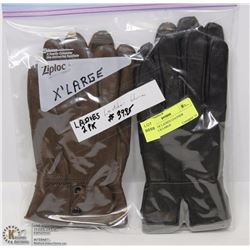 2 PACK OF LADIES LEATHER GLOVES X-LARGE