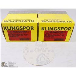2 BOXES OF 5"X10" KLINGSPOR 180 GRIT VELCRO DISCS