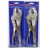 Image 1 : LOT OF 2 WESTWARD 10" FLAT JAW LOCKING PLIERS