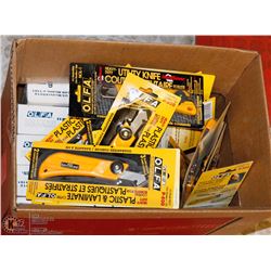 BOX OF OLFA HEAVY DUTY PLASTIC AND LAMINATE