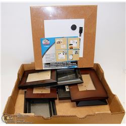 BOX WITH 9 ASSORTED PICTURE FRAMES AND OFFICE