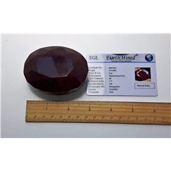 7 - HUGE NATURAL OVAL RUBY GEMSTONE & COA