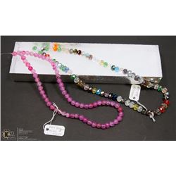 #5-PINK DRAGON AGATE & SWAROVSKI LOOSE BEAD