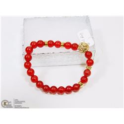 #11-RED RUBY BEAD BRACELET 7.5"