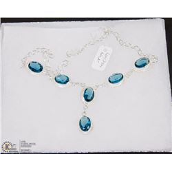 #30-LONDON  BLUE TOPAZ GEMSTONE NECKLACE