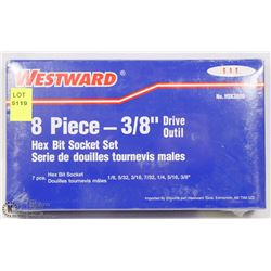 WESTWARD 8PC 3/8" DRIVE HEX BIT SOCKET SET