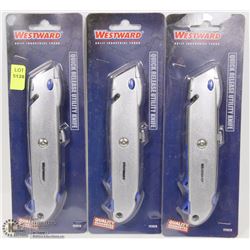 LOT OF THREE WESTWARD QUICK RELEASE UTILITY KNIVES