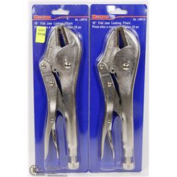 TWO WESTWARD 10" FLAT JAW PLIERS