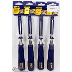 LOT OF 4 IRWIN 1/4" WOODWORKING CHISELS