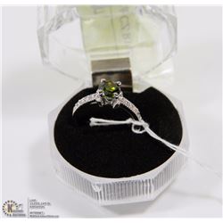 #18-GREEN PERIDOT & CZ RING