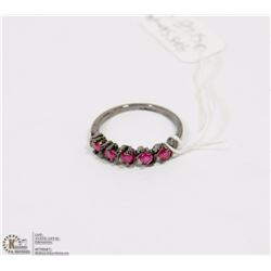 #26-RED RUBY GEMSTONE BLACK RING