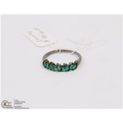 #20-GREEN EMERALD BLACK RING