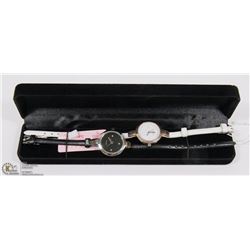 2PC KEZZIE WOMENS WATCHES BLACK & WHITE STRAPS