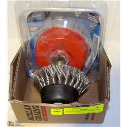 PAIR OF STEEL-WIRE CUP BRUSHES 5" + 4"