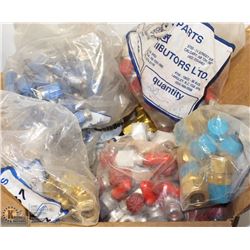BOX OF ASSORTED SWAGELOK BRASS FITTINGS AND MORE