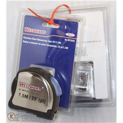 PAIR OF STAINLESS STEEL MEASURING TAPE 25'