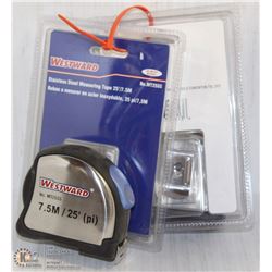 PAIR OF STAINLESS STEEL MEASURING TAPE 25'
