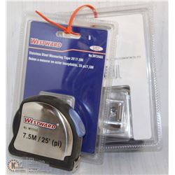 PAIR OF STAINLESS STEEL MEASURING TAPE 25'