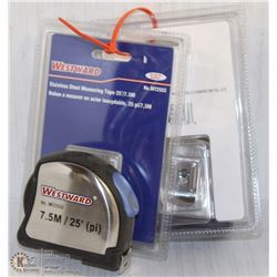 PAIR OF STAINLESS STEEL MEASURING TAPE 25'
