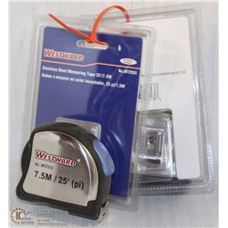 PAIR OF STAINLESS STEEL MEASURING TAPE 25'