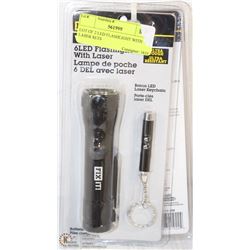 LOT OF 2 LED FLASHLIGHT WITH LASER SETS