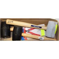 3 RUBBER MALLETS, VARIOUS SIZES ALONG WITH