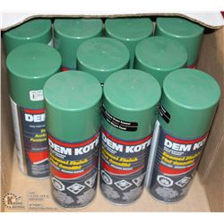 LOT OF TEN 12OZ CANS MEDIUM GREEN ENAMEL FINISH
