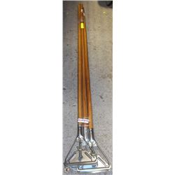 LOT OF WOODEN 3 MOP/SQUEEGEE HANDLES WITH HEAD