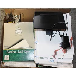 FLAT OF ASSORTED PAPER + OFFICE SUPPLIES