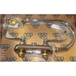 NEW T & S 4" DECKMOUNT FAUCET WITH GOOSE NECK
