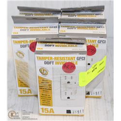 LOT OF FIVE TAMPER-RESISTANT GFCI RECEPTACLES