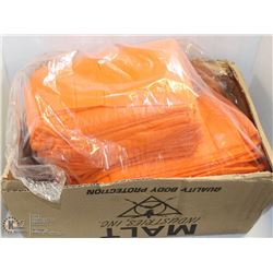 LOT OF ORANGE DISPOSABLE PROTECTIVE COVERALLS