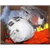 Image 1 : BOX OF MISC INCL HARD HAT, MOP HEAD, SAFETY