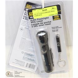 LOT OF 2 LED FLASHLIGHT WITH LASER SETS