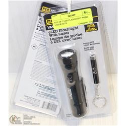 LOT OF 2 LED FLASHLIGHT WITH LASER SETS