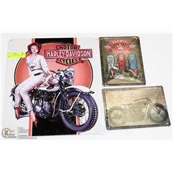 LOT OF 3 HARLEY DAVIDSON TIN SIGNS