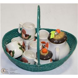 BASKET OF MUSHROOM DESIGNED DISHES
