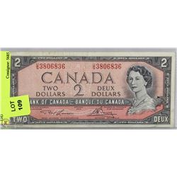 1954 CANADA TWO DOLLAR BILL     U/G