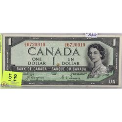 1954 CANADA ONE DOLLAR BILL -   DEVIL'S FACE