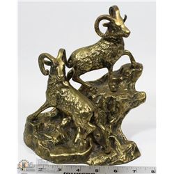 HEAVY BRASS MOUNTAIN SHEEP SCULPTURE