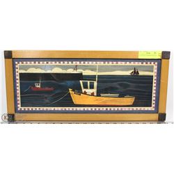 PICTURE OF A FISHING BOAT 9"X22"