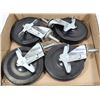 Image 1 : LOT OF 4 CASTORS 5" HARD TIRES ALL SWIVEL W/LOCK