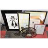 Image 1 : BOX OF HOUSEHOLD DECOR INCL BICYCLE CLOCK/MIRROR